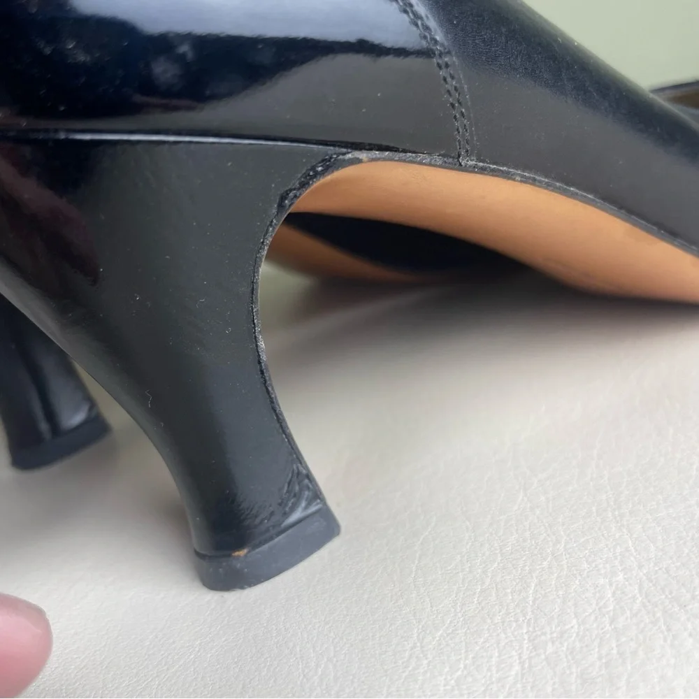 Vintage Salvatore Ferragamo Genuine Black leather heels Size 9 AAAA - Picture 11 of 16